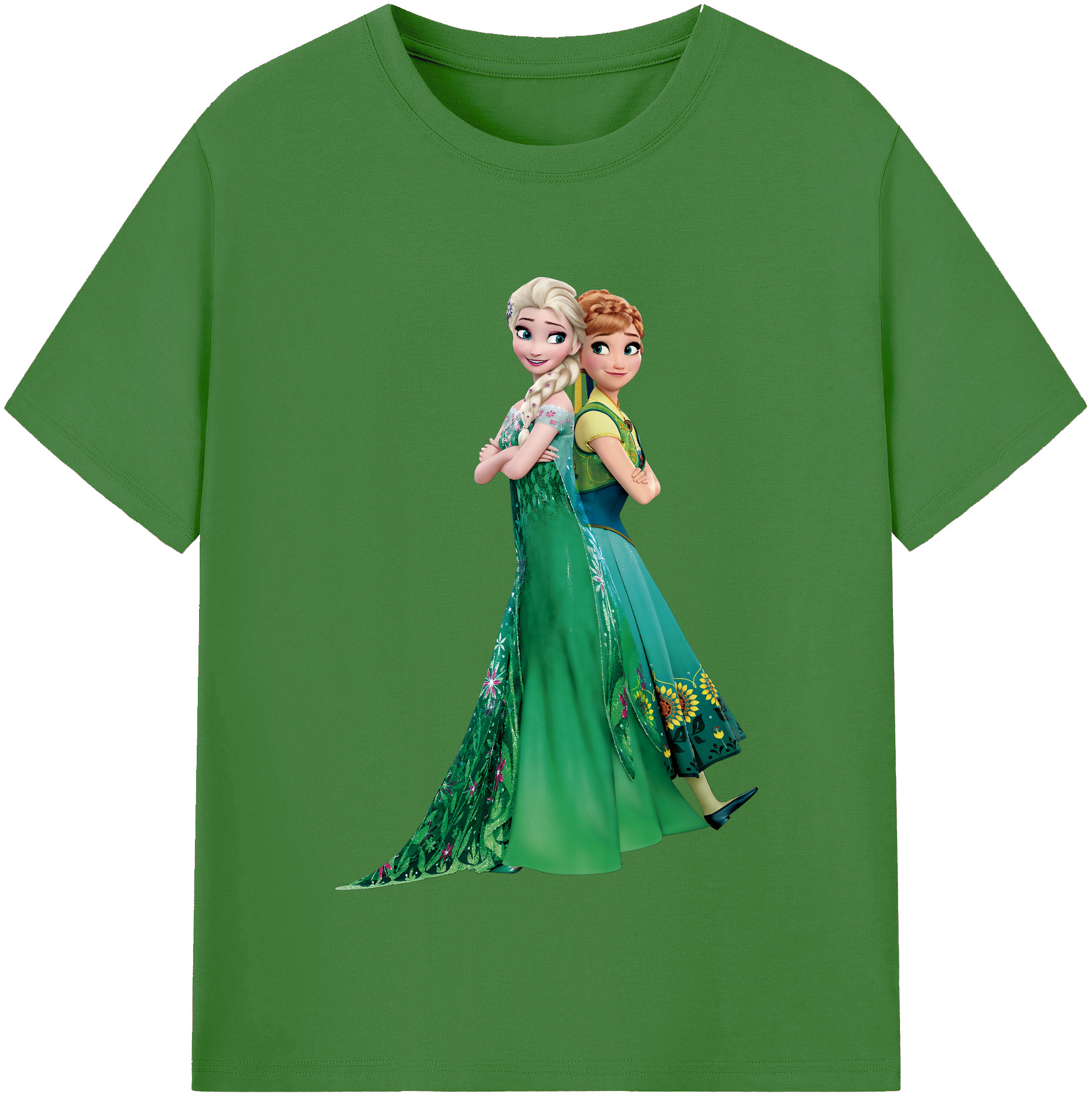 （画像用） アナと雪の女王 アンナ エルサ Frozen Anna Elsa レディースカジュアルプリントTシャツ（綿100％）